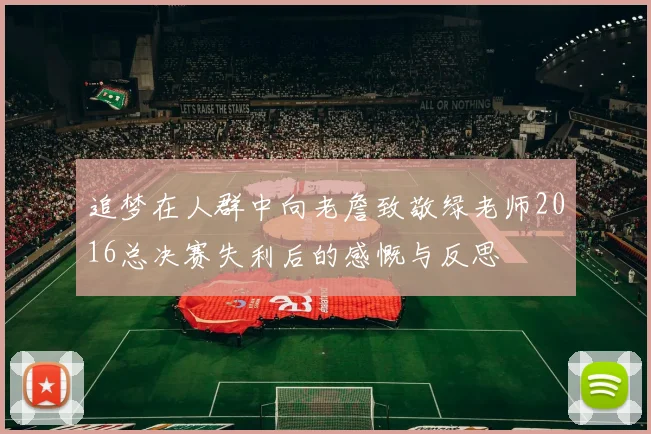 追梦在人群中向老詹致敬绿老师2016总决赛失利后的感慨与反思
